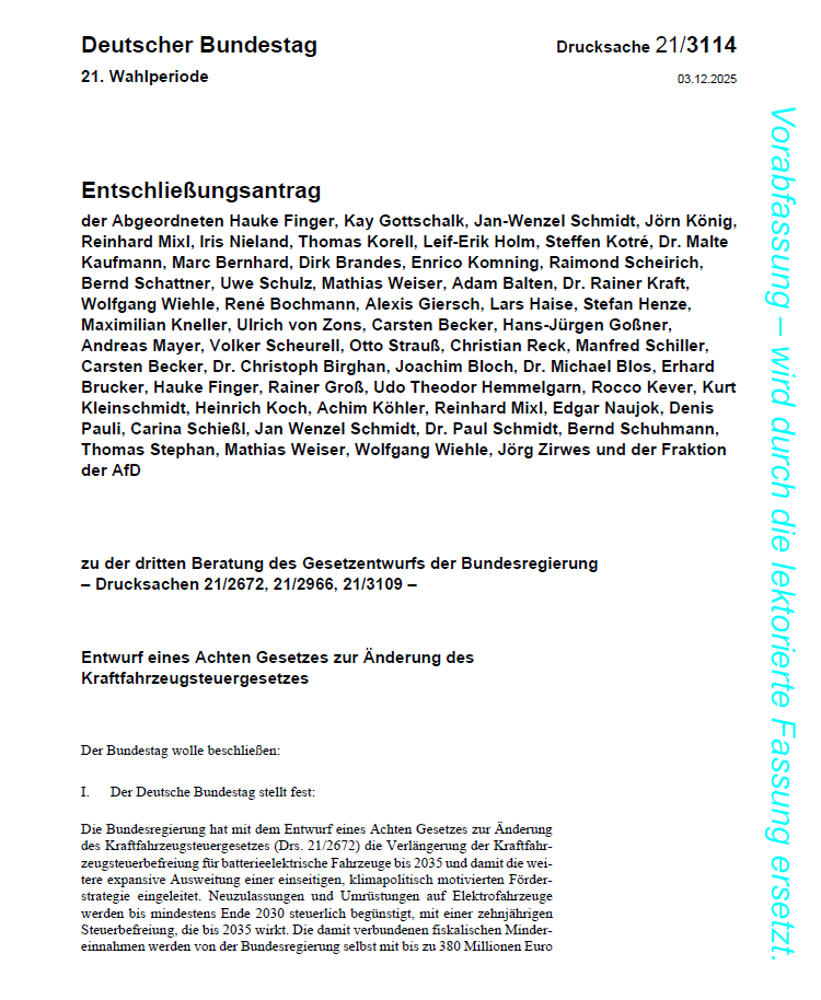 Foto AN KfZ Steuer E-Auto